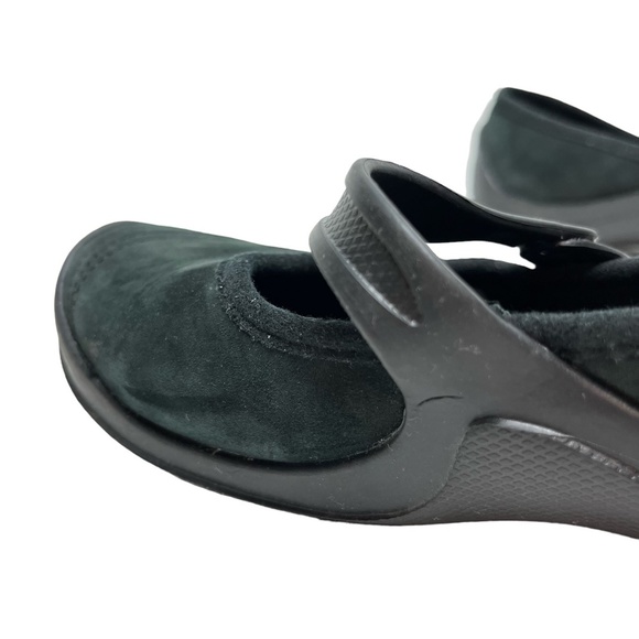 CROCS Black Genuine Leather Suede Mary Janes Loafers Flats Casual Shoes sz 6 - Picture 5 of 15